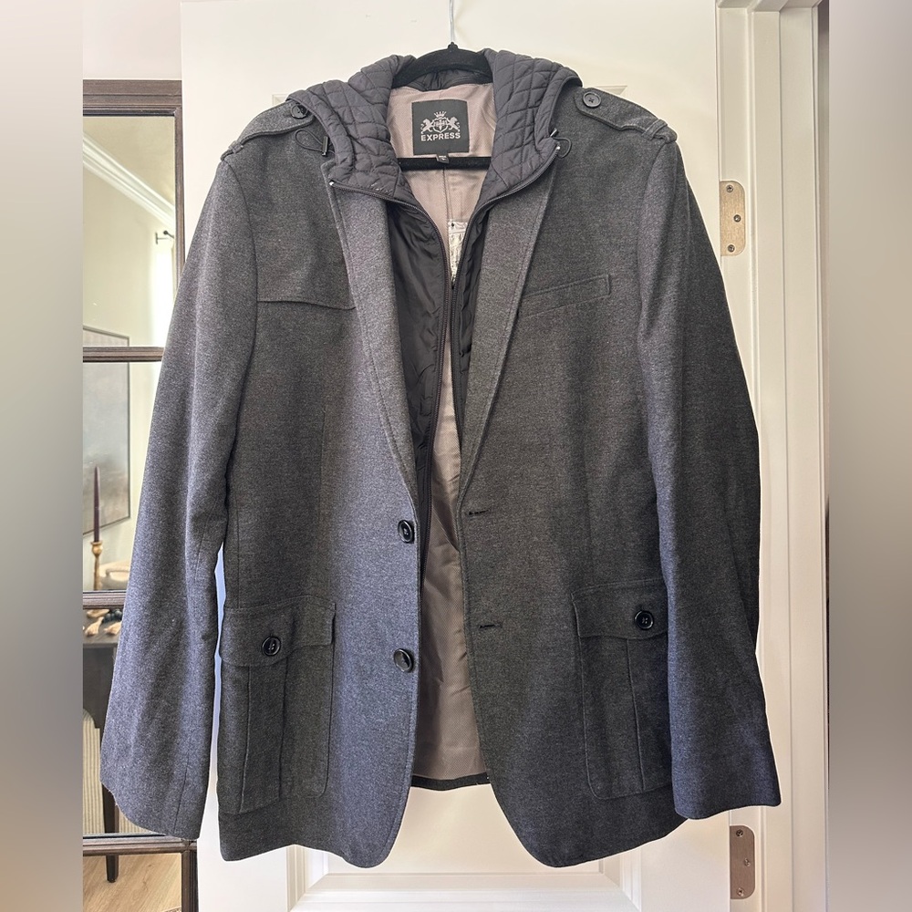 Men's Express Gray Jacket with Hood | Large